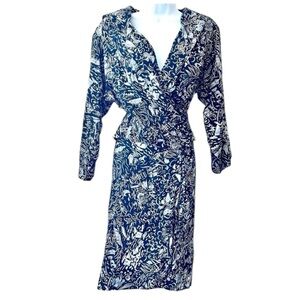 CAROLE LITTLE Vintage 80/90s Nautical Abstract Print Wrap Skirt/Blouse Set Sz 10